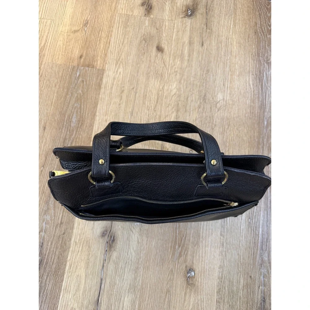 Dandy Satchel Bag Womens Large Black Top Grain American Leather Gold Hardware